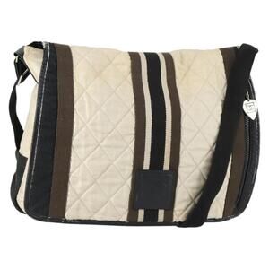 CHANEL Sports Line Shoulder Bag Canvas Beige Silver CC Auth 155748